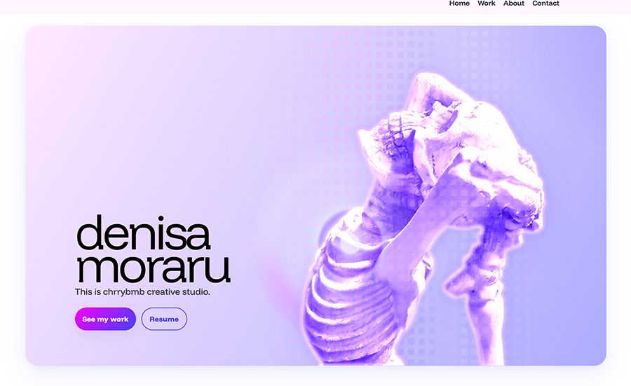 Later homepage build: stronger hierarchy, refined spacing, prism glow in place
